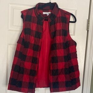 Croft & Barrow Red and Black Checkered Vest